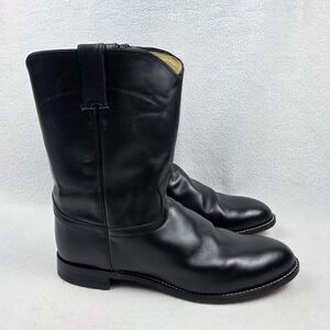 Justin Boots Roper Leather Cowboy Men's Size 11.5 3E Black Style 3133 Western